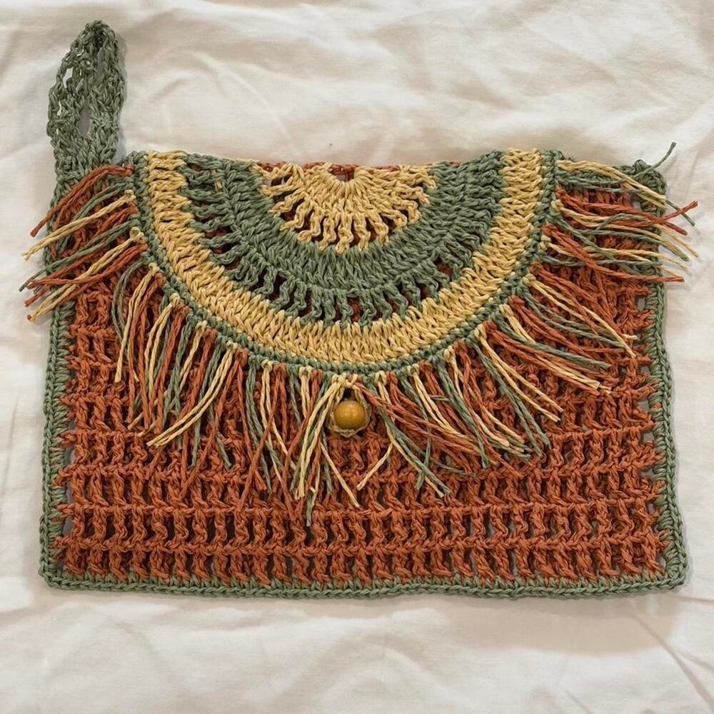 Multicoloured Crochet Bag with Fringe(Handmade) - Picture 4 of 9